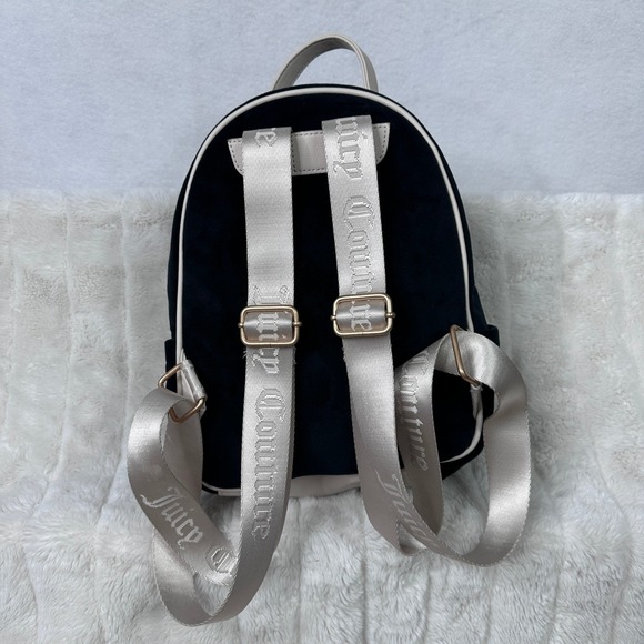 Juicy Couture Black Retro Vibe Backpack Cream Trim Heart Charm NWT‎ main image 4